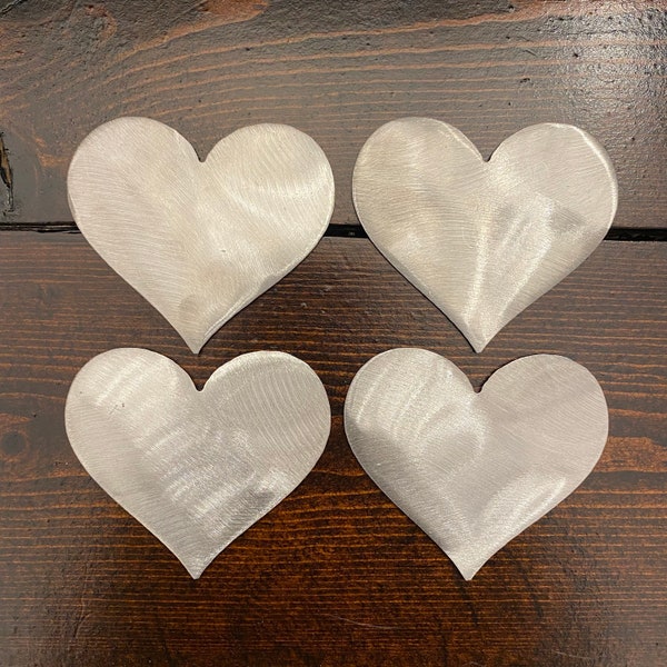 Set of 4 Metal Heart Blanks, DIY project supply, scrap metal blanks, metal blanks for sculpture, signage, decor.