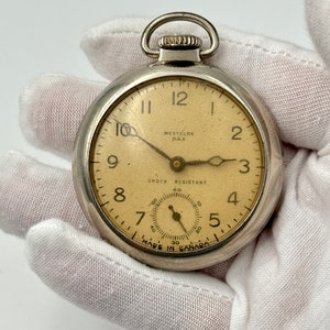 Vintage Westclox Dax Pocket Watch Made in Canada Silver Tone Rare Collectible Etsy