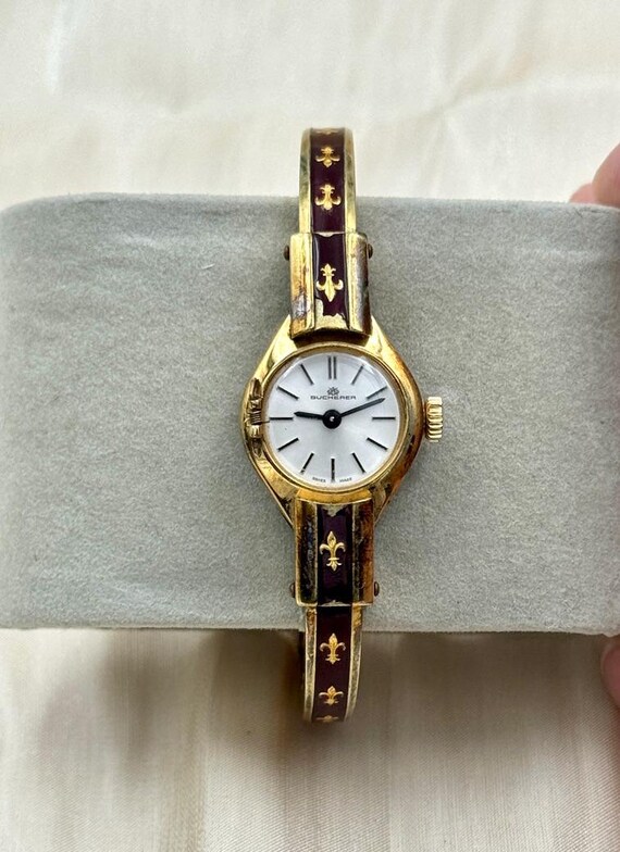 Rare and Beautiful Vintage Bucherer Gold Plate Enamel Cuff Bracelet Ladies Watch Etsy Australia