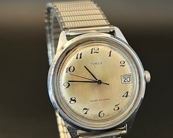 montre pour homme Timex Marlin vintage 1978, ton argenté, mécanique, course à pied, cadeau rétro homme lui