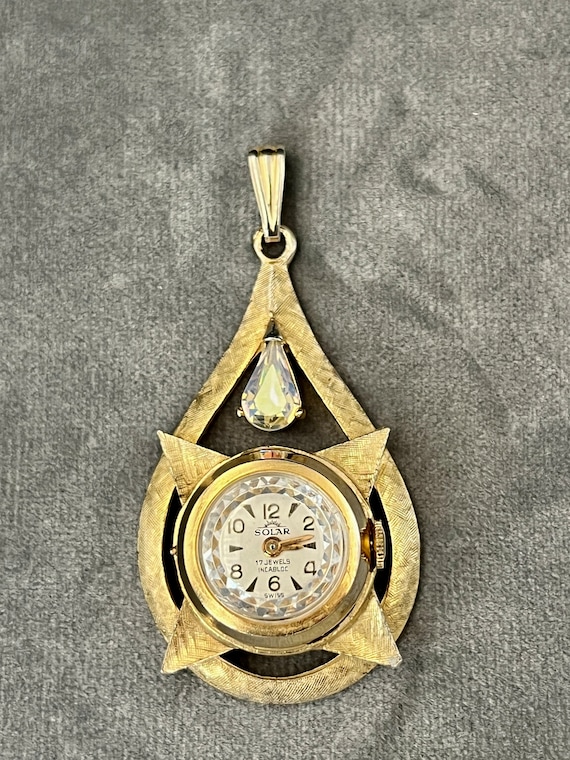 1960s Solar Pendant Watch, Vintage 17 Jewels Mid-c