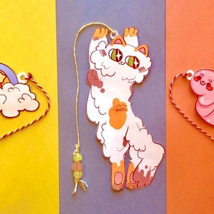 3 Cute N’ Colorful BrookeMarks || Bookworm, Cat, Rainbow Bookmarks (Now Laminated!)