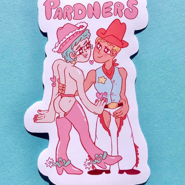 Pardners || Cute, Queer, Cowboy Stickers || Waterproof + Weatherproof || Choose Your Skin Tones!