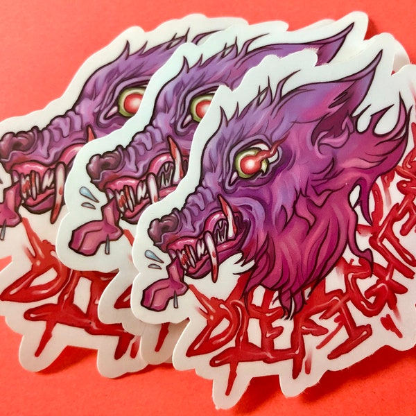 DIE FIGHTING || Metal Gore Wolf Sticker || Waterproof + Weatherproof