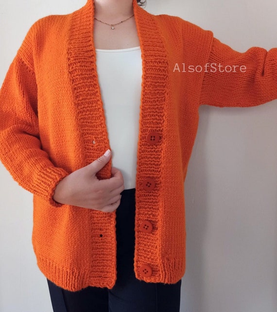 Chunky Hand Knit Cardigan. Open Coat Wool. Made to Order. Etsy
