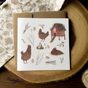SPRING CHICKEN Greeting Card, chicken assortment, adorable card for chicken and nature lovers, blank card