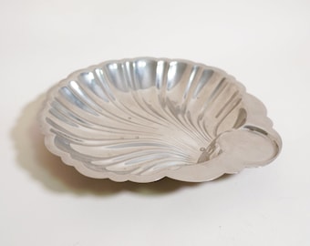 Vintage Shell Serving Tray, Antique Sterling Silver Scallop Dish, English Silver Tray by MFG Corp