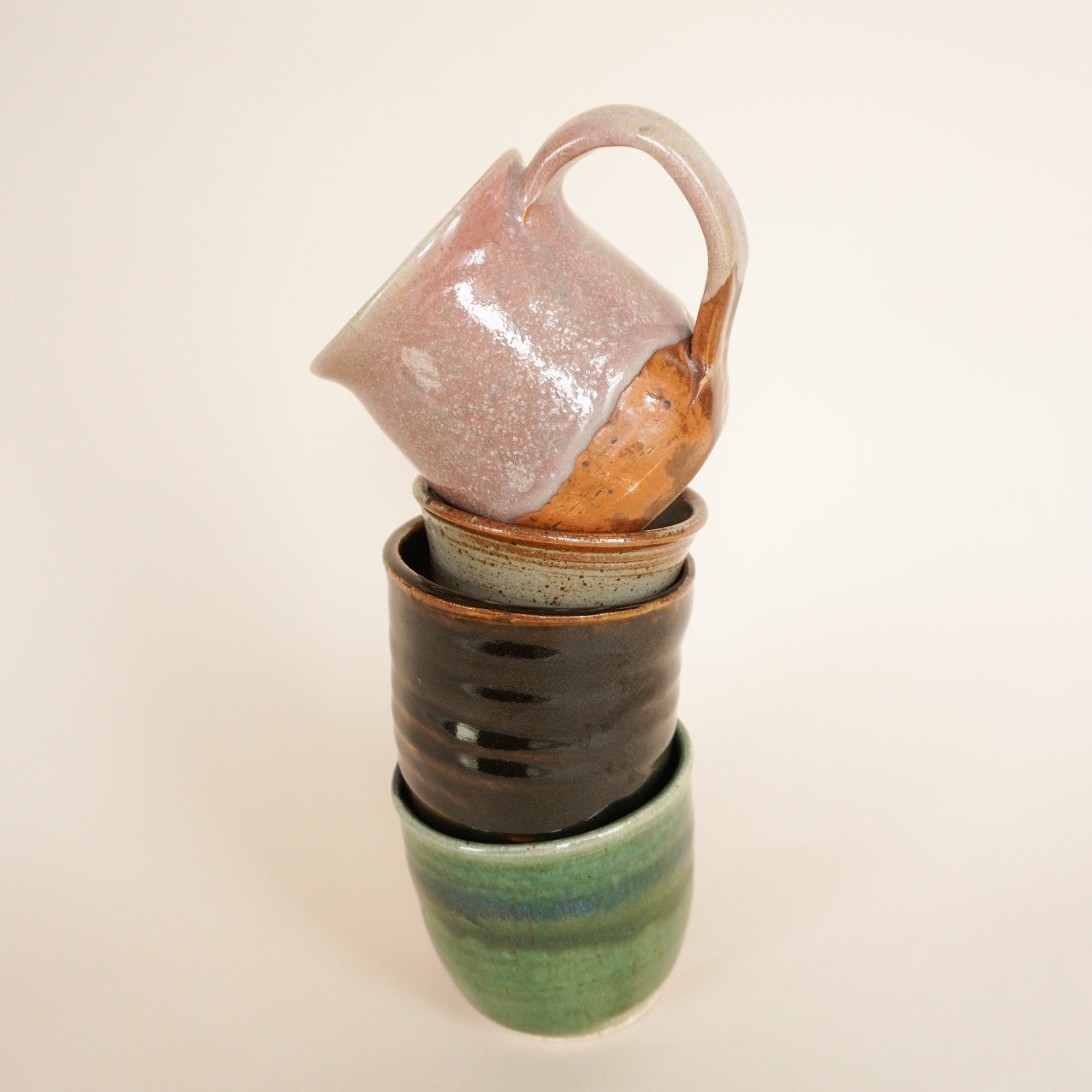 Pottery Mugs Set of 4 Ceramic Mug Set Diner Mug Vintage Etsy