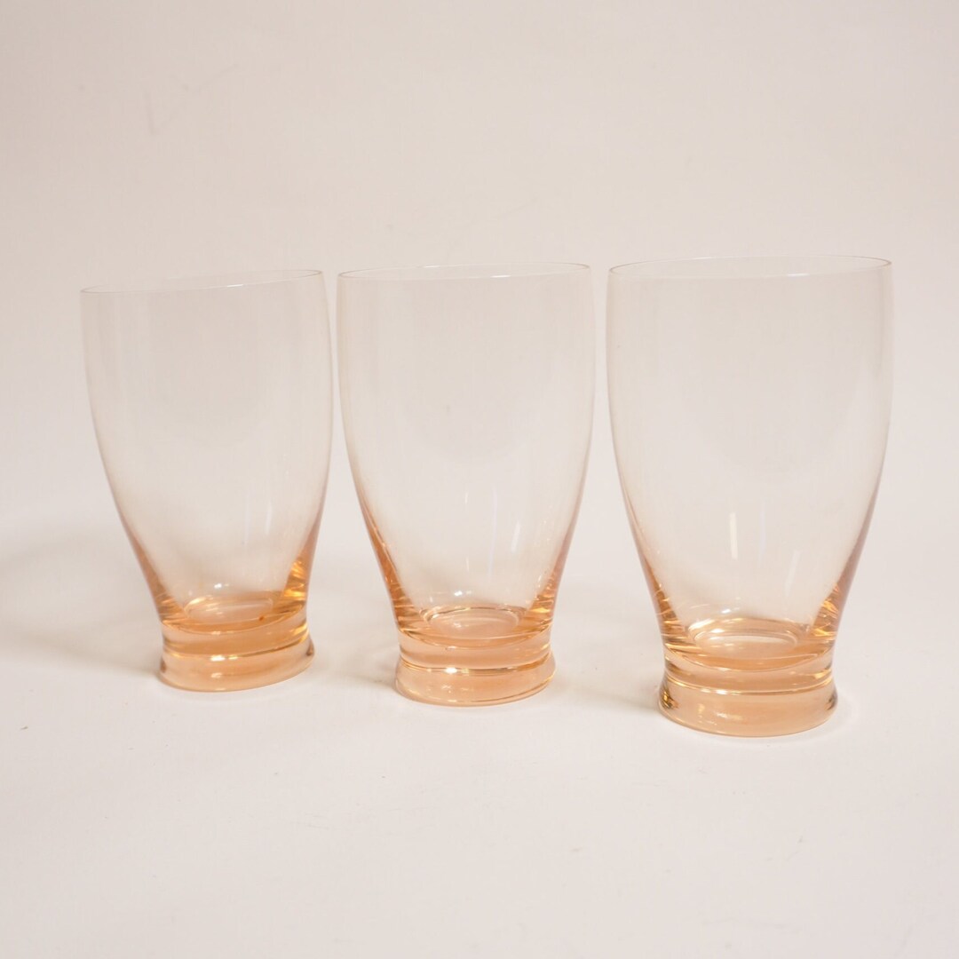 Set of 3 Pink Drinking Glasses Retro Pink Water Glasses Etsy