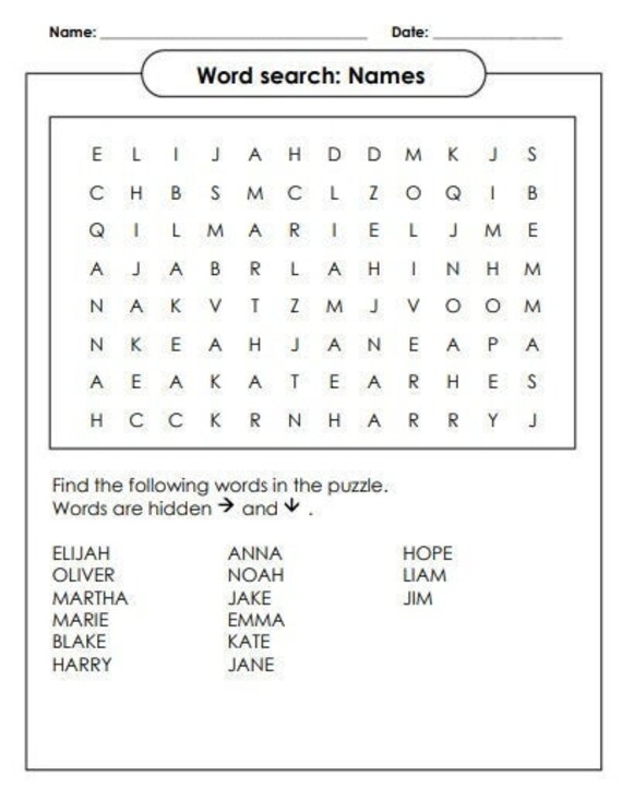 10 printable english word search puzzles english worksheets etsy