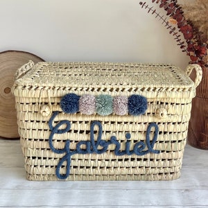 Gepersonaliseerde handgemaakte rieten kist, opbergruimte voor thuis, woondecoratie