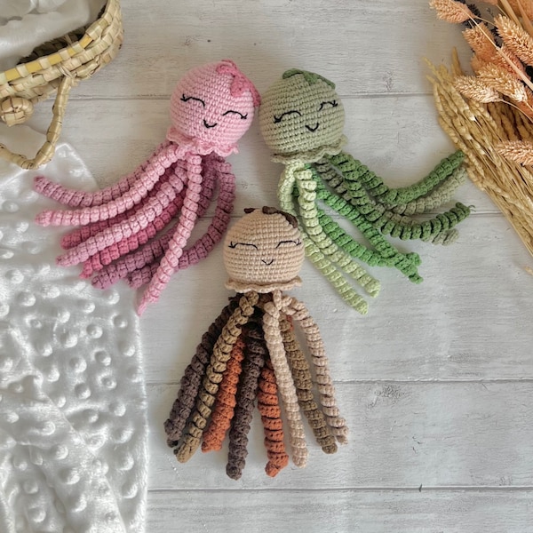 Pieuvre au crochet pour bébé - amigurumi peluche pieuvre - cadeau bébé prématuré