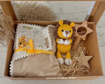 Personalisierte Geburtsbox, Geschenk zur Geburt eines Babys, Häkelbox, Geschenkbox zur Geburt