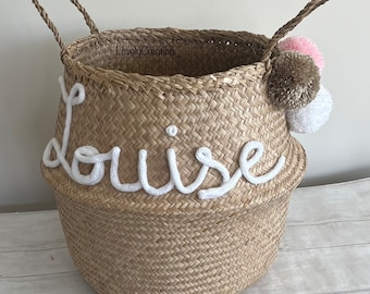 Panier de rangement en osier - Panier personnalisé - baby shower gift