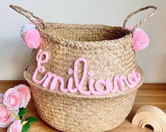 Personalized wicker basket - Thai basket - personalized gift - storage basket - personalized gift