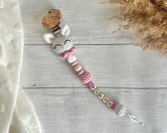 Personalized baby pacifier clip, Crochet rabbit pacifier clip, baby shower gifts