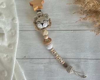 Personalized lion pacifier clip, pacifier clip, personalized lion pacifier