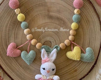 Chaîne de poussette/ amigurumi animal Lapine