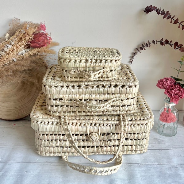 valisette en feuilles de palmier, valise enfant, valisette personnalisée enfant