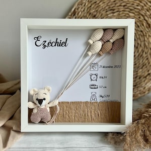 Cornice nascita personalizzata - nascita bimbo - orsetto beige all'uncinetto