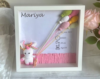 Cadre de naissance personnalisé - modèle licorne