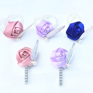 Wedding Wrist Corsage and Boutonniere Bridesmaid Flower Prom Party Girls Hand Rose Flower Decor