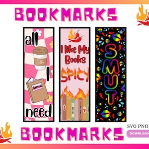 Smut Lesezeichen 3er Set | SVG PNG | Würziges Lesezeichen Bookish Book lover Niedliches lustiges Lesezeichen zum Ausdrucken!