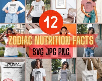 Zodiac Nutrition Facts SVG Bundle: Women's Astrology Designs (Digital Download)
