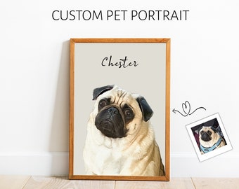 Personalized Watercolor Pug Pet Portrait Print - Unique Pug Memorial - Dog Gift Idea from Photo - Perfect for Pug Lovers - Mops gift Print