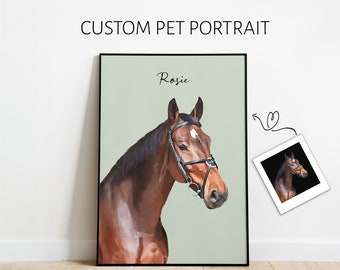 Custom Horse Portrait from Photo - Personalized Pet Memorial, Birthday Gift for Horse Mom - Personalized horse gift - Horse memorial art