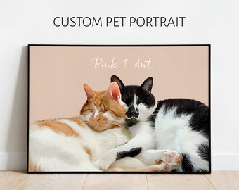 Custom Watercolor Cat Portrait Print from Photo - Personalized Pet Memorial, Birthday Gift for Cat Mom, Cat Art Gift