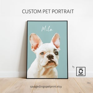 Custom French Bulldog Pet Portrait from Photo - Personalized Print - Memorial Gift - Unique Frenchie Gift Idea - Watercolor Pet Painting