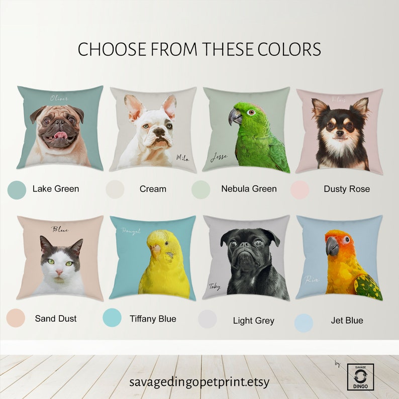 Custom Pet Pillow with Personalized Portrait & Name Unique Gift for Dog, Cat, Budgie, or Cocktail Parrot Lovers and Owners Dog Art Pillow image 7
