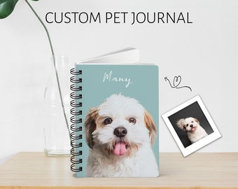 Custom Pet Spiral Journal with Pet Portrait From Photo | Personalized Dog Notebook | Cute Pet Memorial | Unique Gift for Pet and Dog Lovers