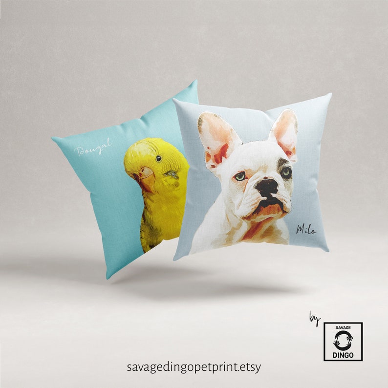 Custom Pet Pillow with Personalized Portrait & Name Unique Gift for Dog, Cat, Budgie, or Cocktail Parrot Lovers and Owners Dog Art Pillow image 6