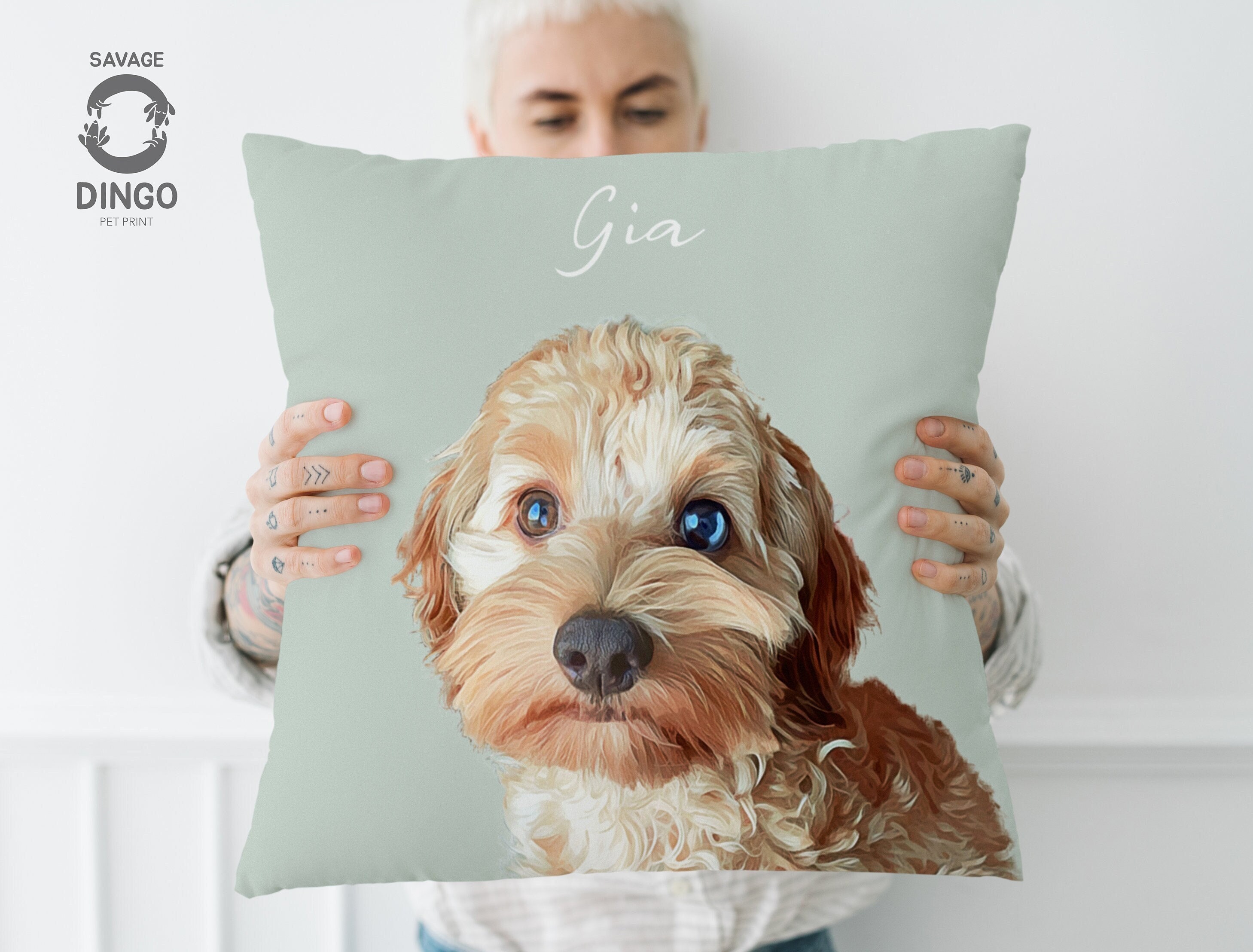 Custom Pet Pillow (Watercolor Portrait)