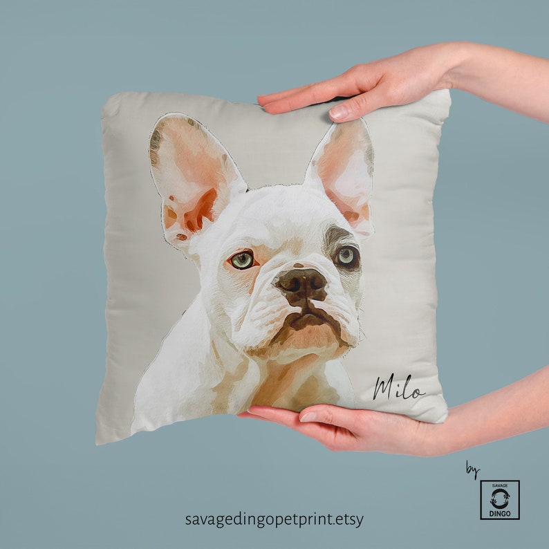Custom Pet Pillow with Personalized Portrait & Name Unique Gift for Dog, Cat, Budgie, or Cocktail Parrot Lovers and Owners Dog Art Pillow image 3