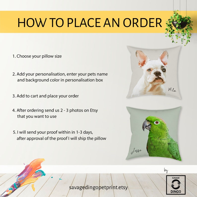 Custom Pet Pillow with Personalized Portrait & Name Unique Gift for Dog, Cat, Budgie, or Cocktail Parrot Lovers and Owners Dog Art Pillow image 8