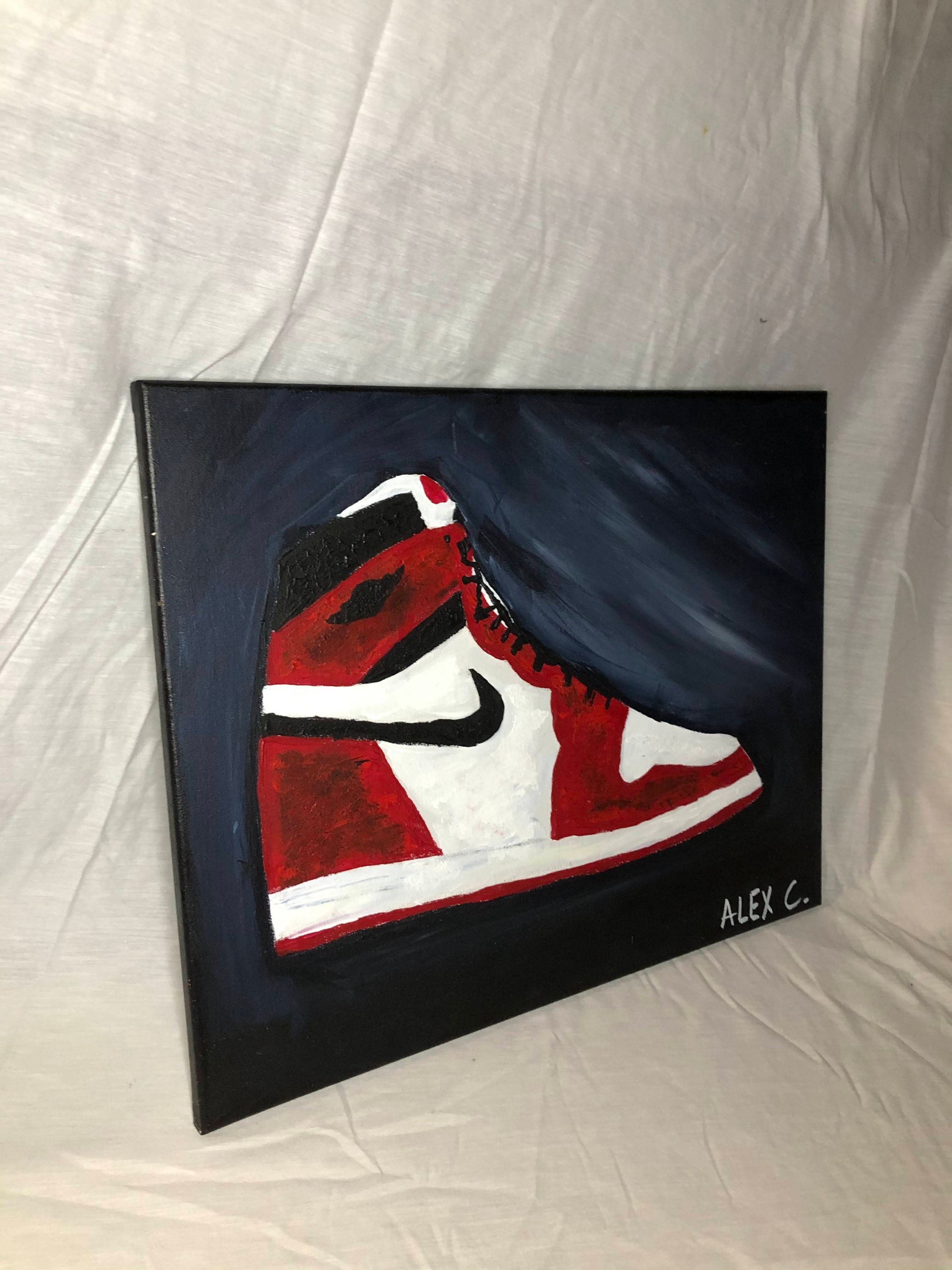 Red Jordan 1 Painting Etsy