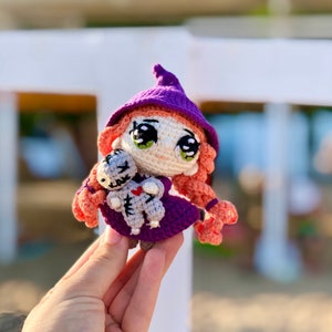 Crochet pattern: tiny witch amigurumi crochet pattern, witch with voodoo doll crochet pattern, tiny voodoo amigurumi image 2