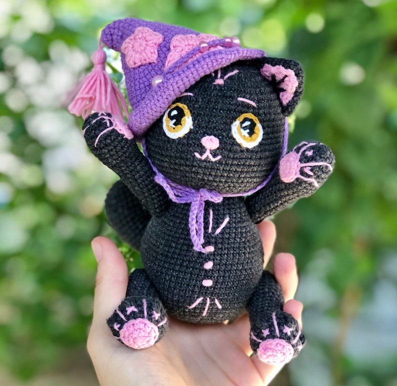 Crochet pattern: Witchy cat amigurumi crochet pattern, black cat crochet pattern, halloween cat amigurumi image 8