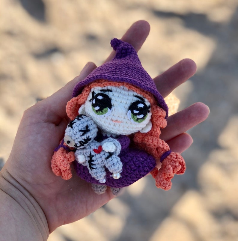 Crochet pattern: tiny witch amigurumi crochet pattern, witch with voodoo doll crochet pattern, tiny voodoo amigurumi image 7