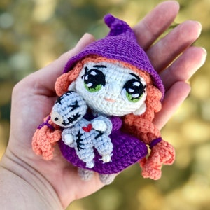 Crochet pattern: tiny witch amigurumi crochet pattern, witch with voodoo doll crochet pattern, tiny voodoo amigurumi image 3
