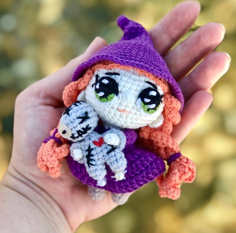 Crochet pattern: tiny witch amigurumi crochet pattern, witch with voodoo doll crochet pattern, tiny voodoo amigurumi image 3