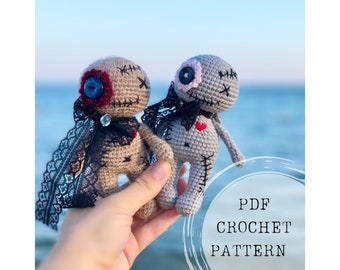 Crochet pattern: adorable voodoo amigurumi crochet pattern, average size voodoo doll crochet pattern
