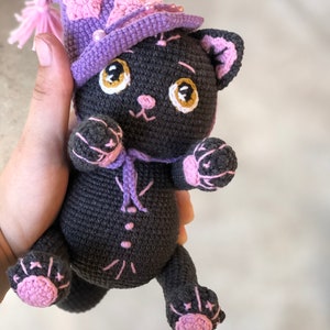 Crochet pattern: Witchy cat amigurumi crochet pattern, black cat crochet pattern, halloween cat amigurumi image 6
