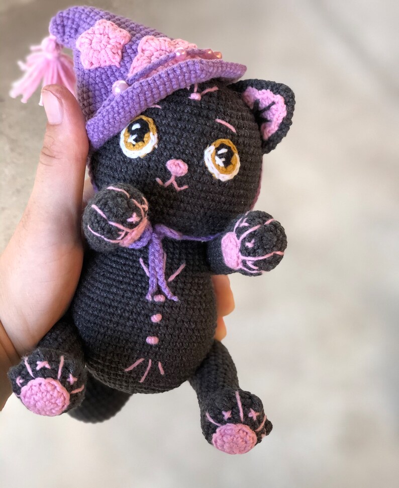 Crochet pattern: Witchy cat amigurumi crochet pattern, black cat crochet pattern, halloween cat amigurumi image 6