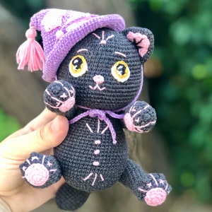 Crochet pattern: Witchy cat amigurumi crochet pattern, black cat crochet pattern, halloween cat amigurumi image 2