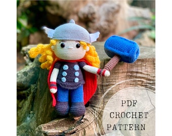 Crochet pattern: Thor fan art crochet pattern, Thor amigurumi doll, Thor crochet pattern