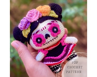 Skull doll crochet pattern, Day of the dead amigurumi doll pattern, Dia de los muertos doll crochet pattern, Halloween amigurumi, voodoo